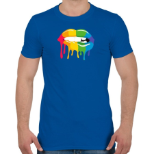 PRINTFASHION Színes száj - Férfi póló - Királykék férfi póló