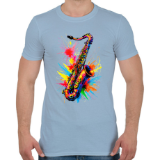 PRINTFASHION Színes szaxofon - Férfi póló - Világoskék