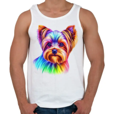 PRINTFASHION Színes yorkshire terrier kutya rajz  - Férfi atléta - Fehér atléta, trikó