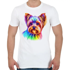 PRINTFASHION Színes yorkshire terrier kutya rajz  - Férfi póló - Fehér férfi póló