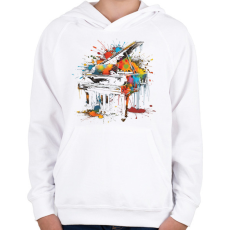 PRINTFASHION Színes zongora - Gyerek kapucnis pulóver - Fehér