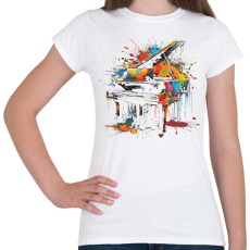 PRINTFASHION Színes zongora - Női póló - Fehér