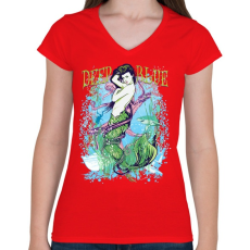 PRINTFASHION Szirén - Női V-nyakú póló - Piros