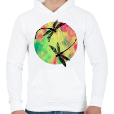 PRINTFASHION szitakötők - Férfi kapucnis pulóver - Fehér