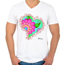 PRINTFASHION Sziv4 - Férfi V-nyakú póló - Fehér