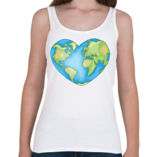PRINTFASHION Szív alakú Föld - Női atléta - Fehér női trikó