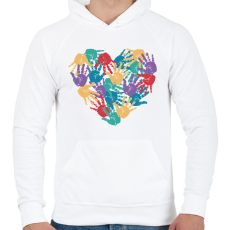 PRINTFASHION Szív kezekből - Férfi kapucnis pulóver - Fehér