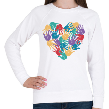 PRINTFASHION Szív kezekből - Női pulóver - Fehér női pulóver, kardigán