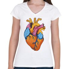 PRINTFASHION Szív - Női V-nyakú póló - Fehér