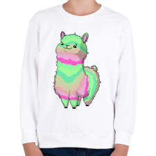 PRINTFASHION Szivárvány alpaca - Gyerek pulóver - Fehér gyerek pulóver, kardigán