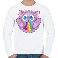 PRINTFASHION Szivárvány macska - Férfi pulóver - Fehér