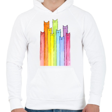 PRINTFASHION Szivárvány macskák - Férfi kapucnis pulóver - Fehér