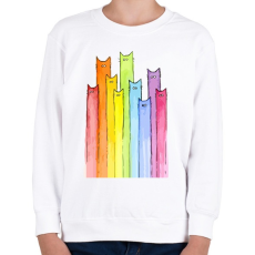 PRINTFASHION Szivárvány macskák - Gyerek pulóver - Fehér