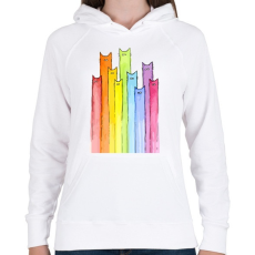 PRINTFASHION Szivárvány macskák - Női kapucnis pulóver - Fehér