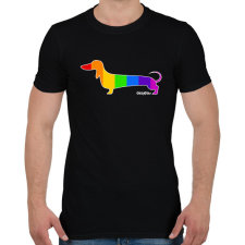 PRINTFASHION Szivárvány testű tacskó - Férfi póló - Fekete férfi póló