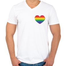 PRINTFASHION Szivárványos szív - Férfi V-nyakú póló - Fehér