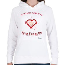 PRINTFASHION Szivben sziv - Női kapucnis pulóver - Fehér női pulóver, kardigán