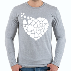 PRINTFASHION Szívek - Férfi hosszú ujjú póló - Sport szürke