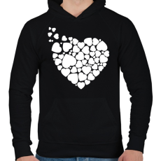 PRINTFASHION Szívek - Férfi kapucnis pulóver - Fekete