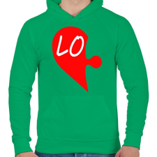 PRINTFASHION Szívem Love - Férfi kapucnis pulóver - Zöld férfi pulóver, kardigán
