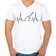 PRINTFASHION Szívritmus gitár - Férfi V-nyakú póló - Fehér férfi póló