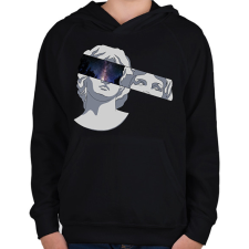PRINTFASHION Szobor galaxis - Gyerek kapucnis pulóver - Fekete gyerek pulóver, kardigán