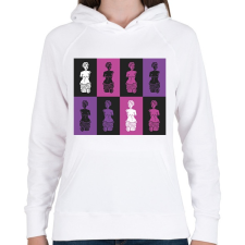 PRINTFASHION Szobrok - Színes - Női kapucnis pulóver - Fehér női pulóver, kardigán