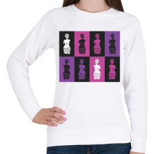 PRINTFASHION Szobrok - Színes - Női pulóver - Fehér női pulóver, kardigán