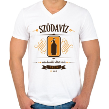 PRINTFASHION szodaviz-brown-orange - Férfi V-nyakú póló - Fehér férfi póló