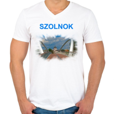 PRINTFASHION Szolnok - Férfi V-nyakú póló - Fehér férfi póló