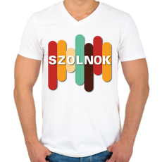 PRINTFASHION Szolnok - Színes - Férfi V-nyakú póló - Fehér
