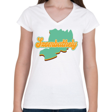 PRINTFASHION Szombathely - Női V-nyakú póló - Fehér