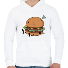 PRINTFASHION Szomorú hamburger - Férfi kapucnis pulóver - Fehér férfi pulóver, kardigán