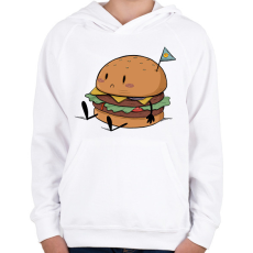 PRINTFASHION Szomorú hamburger - Gyerek kapucnis pulóver - Fehér