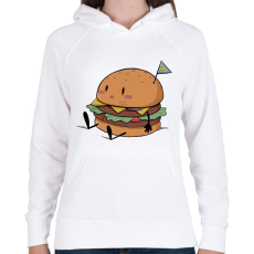 PRINTFASHION Szomorú hamburger - Női kapucnis pulóver - Fehér