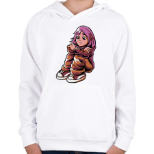 PRINTFASHION Szomorú lány - Gyerek kapucnis pulóver - Fehér gyerek pulóver, kardigán