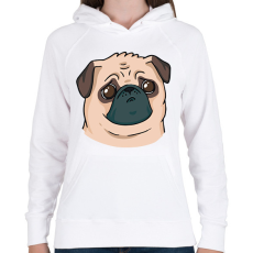 PRINTFASHION Szomorú mopsz - Női kapucnis pulóver - Fehér