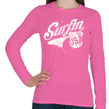 PRINTFASHION Szörf USA - Női hosszú ujjú póló - Rózsaszín női póló