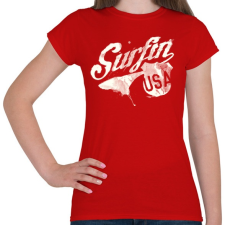 PRINTFASHION Szörf USA - Női póló - Piros női póló