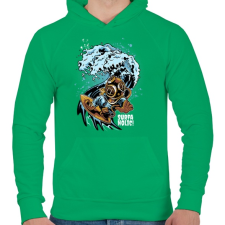 PRINTFASHION Szörfmánia - Férfi kapucnis pulóver - Zöld férfi pulóver, kardigán