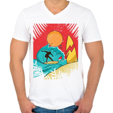 PRINTFASHION Szörfös - Férfi V-nyakú póló - Fehér