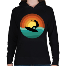 PRINTFASHION Szörfös - Női kapucnis pulóver - Fekete női pulóver, kardigán