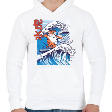PRINTFASHION Szörfös tigris - Férfi kapucnis pulóver - Fehér