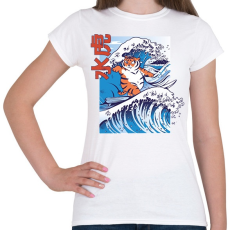 PRINTFASHION Szörfös tigris - Női póló - Fehér