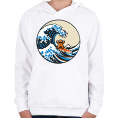 PRINTFASHION Szörfözés - Gyerek kapucnis pulóver - Fehér