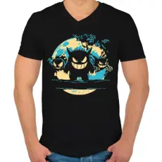 PRINTFASHION Szörnyecskék sötét alaphoz - Férfi V-nyakú póló - Fekete
