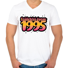 PRINTFASHION Születésem éve - Évszámmal - Férfi V-nyakú póló - Fehér férfi póló