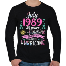 PRINTFASHION Születésnap 1989 Július - Napfény egy kis hurrikánnal! - Férfi hosszú ujjú póló - Fekete