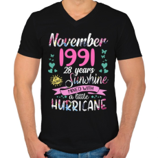 PRINTFASHION Születésnap 1991 November - Napfény egy kis hurrikánnal! - Férfi V-nyakú póló - Fekete