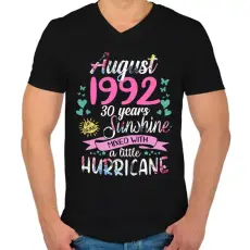 PRINTFASHION Születésnap 1992 Augusztus - Napfény egy kis hurrikánnal! - Férfi V-nyakú póló - Fekete
